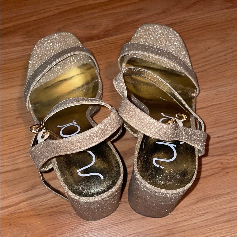 Sugar Gold Glitter Block Heel Sandals
